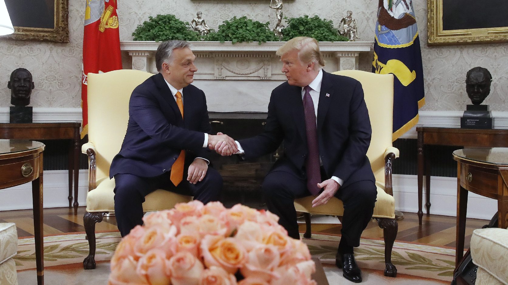Donald Trump és Orbán Viktor a Fehér Házban 2019-ben